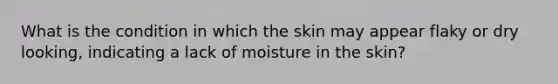 What is the condition in which the skin may appear flaky or dry looking, indicating a lack of moisture in the skin?