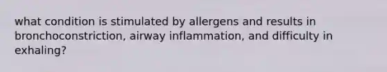 what condition is stimulated by allergens and results in bronchoconstriction, airway inflammation, and difficulty in exhaling?