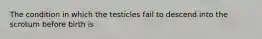 The condition in which the testicles fail to descend into the scrotum before birth is