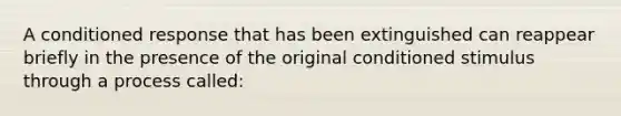 A conditioned response that has been extinguished can reappear briefly in the presence of the original conditioned stimulus through a process called: