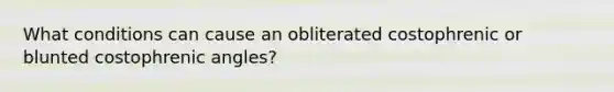 What conditions can cause an obliterated costophrenic or blunted costophrenic angles?