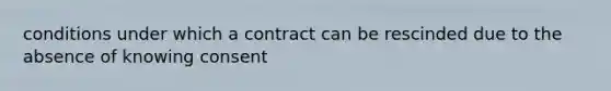 conditions under which a contract can be rescinded due to the absence of knowing consent