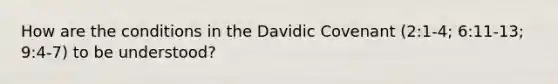 How are the conditions in the Davidic Covenant (2:1-4; 6:11-13; 9:4-7) to be understood?