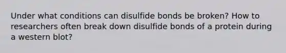 Under what conditions can disulfide bonds be broken? How to researchers often break down disulfide bonds of a protein during a western blot?