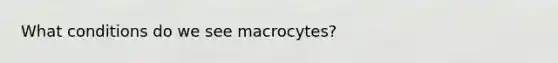 What conditions do we see macrocytes?