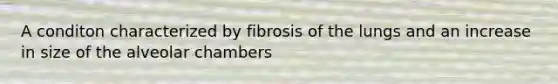 A conditon characterized by fibrosis of the lungs and an increase in size of the alveolar chambers