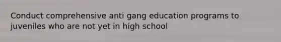 Conduct comprehensive anti gang education programs to juveniles who are not yet in high school