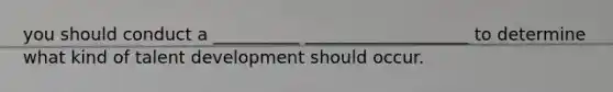 you should conduct a __________ ___________________ to determine what kind of talent development should occur.
