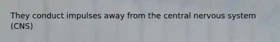 They conduct impulses away from the central nervous system (CNS)