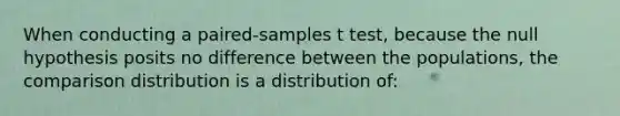 When conducting a paired-samples t test, because the null hypothesis posits no difference between the populations, the comparison distribution is a distribution of: