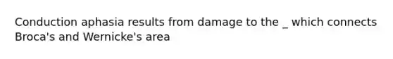 Conduction aphasia results from damage to the _ which connects Broca's and Wernicke's area