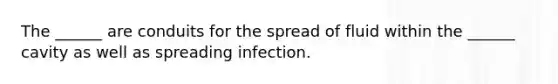 The ______ are conduits for the spread of fluid within the ______ cavity as well as spreading infection.