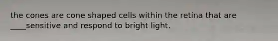 the cones are cone shaped cells within the retina that are ____sensitive and respond to bright light.