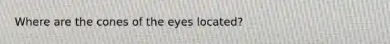 Where are the cones of the eyes located?