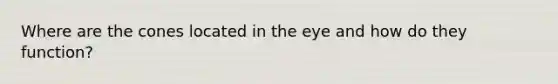 Where are the cones located in the eye and how do they function?