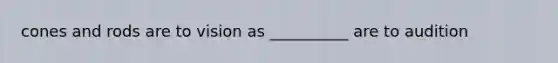 cones and rods are to vision as __________ are to audition