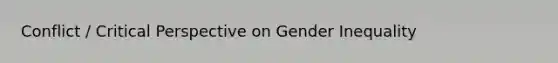 Conflict / Critical Perspective on Gender Inequality