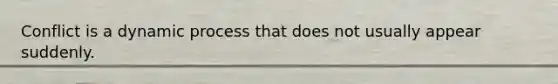 Conflict is a dynamic process that does not usually appear suddenly.