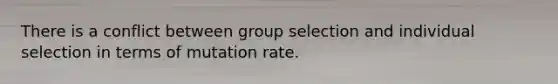 There is a conflict between group selection and individual selection in terms of mutation rate.