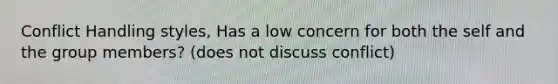 Conflict Handling styles, Has a low concern for both the self and the group members? (does not discuss conflict)