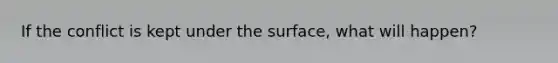 If the conflict is kept under the surface, what will happen?