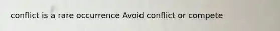 conflict is a rare occurrence Avoid conflict or compete