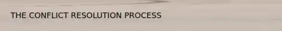 THE CONFLICT RESOLUTION PROCESS