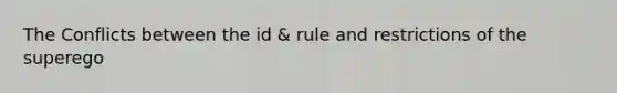 The Conflicts between the id & rule and restrictions of the superego