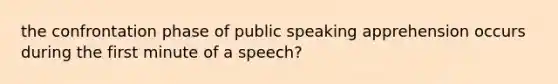 the confrontation phase of public speaking apprehension occurs during the first minute of a speech?