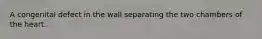 A congenital defect in the wall separating the two chambers of the heart.