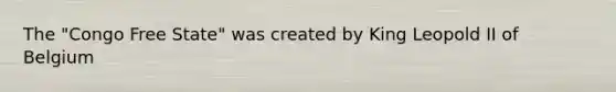 The "Congo Free State" was created by King Leopold II of Belgium