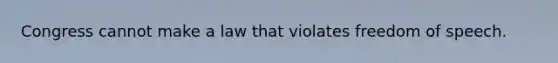 Congress cannot make a law that violates freedom of speech.