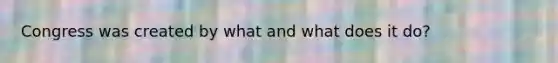 Congress was created by what and what does it do?
