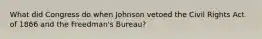 What did Congress do when Johnson vetoed the Civil Rights Act of 1866 and the Freedman's Bureau?