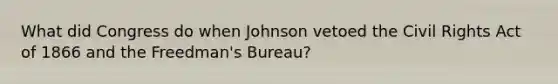 What did Congress do when Johnson vetoed the Civil Rights Act of 1866 and the Freedman's Bureau?