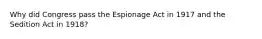 Why did Congress pass the Espionage Act in 1917 and the Sedition Act in 1918?