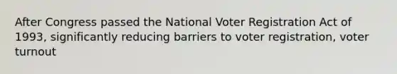 After Congress passed the National Voter Registration Act of 1993, significantly reducing barriers to voter registration, voter turnout