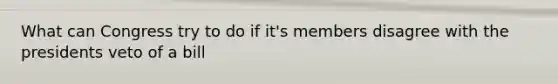 What can Congress try to do if it's members disagree with the presidents veto of a bill