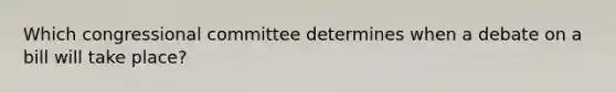 Which congressional committee determines when a debate on a bill will take place?
