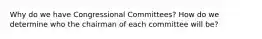 Why do we have Congressional Committees? How do we determine who the chairman of each committee will be?