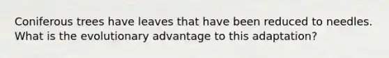 Coniferous trees have leaves that have been reduced to needles. What is the evolutionary advantage to this adaptation?