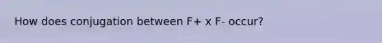 How does conjugation between F+ x F- occur?