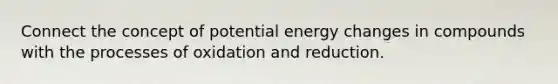 Connect the concept of potential energy changes in compounds with the processes of oxidation and reduction.