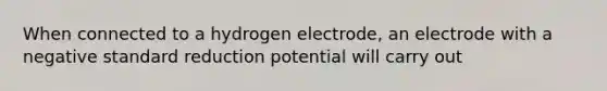 When connected to a hydrogen electrode, an electrode with a negative standard reduction potential will carry out