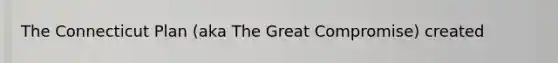 The Connecticut Plan (aka The Great Compromise) created