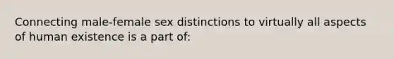 Connecting male-female sex distinctions to virtually all aspects of human existence is a part of: