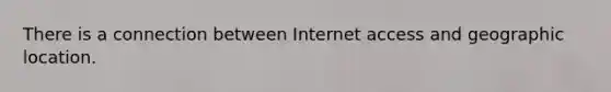 There is a connection between Internet access and geographic location.