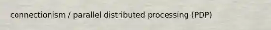 connectionism / parallel distributed processing (PDP)