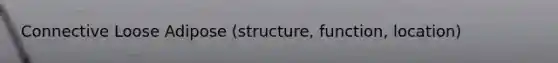 Connective Loose Adipose (structure, function, location)