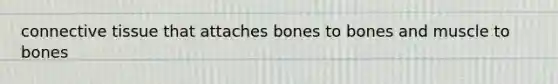 connective tissue that attaches bones to bones and muscle to bones